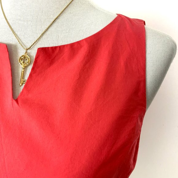 Guglielminotti Archivio '67 Italy Designer Red & Tan Cotton A-Line Dress Sz 6-8 - Picture 4 of 16